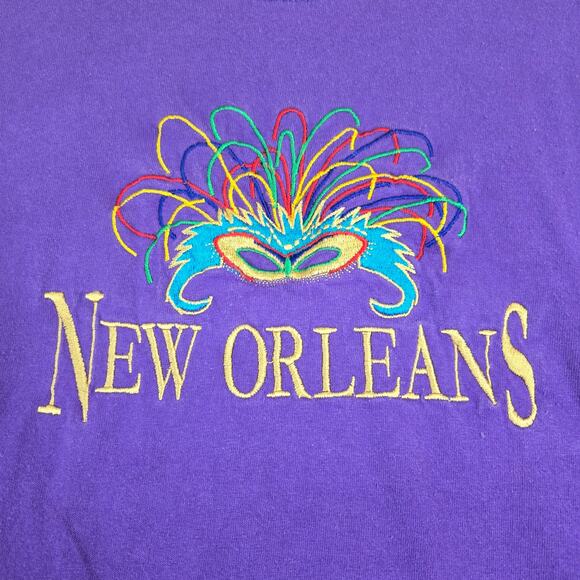 Vintage tshirt Mardi Gras New Orleans Embroidered shirt 0632 - Picture 3 of 6